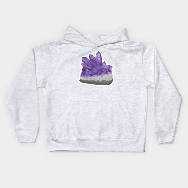 Purple Amethyst Birthstone Raw Crystal Kids Hoodie by Penny Passiflora Studio